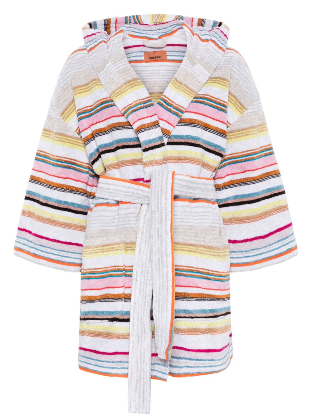 Missoni Striped Bath Robe In White