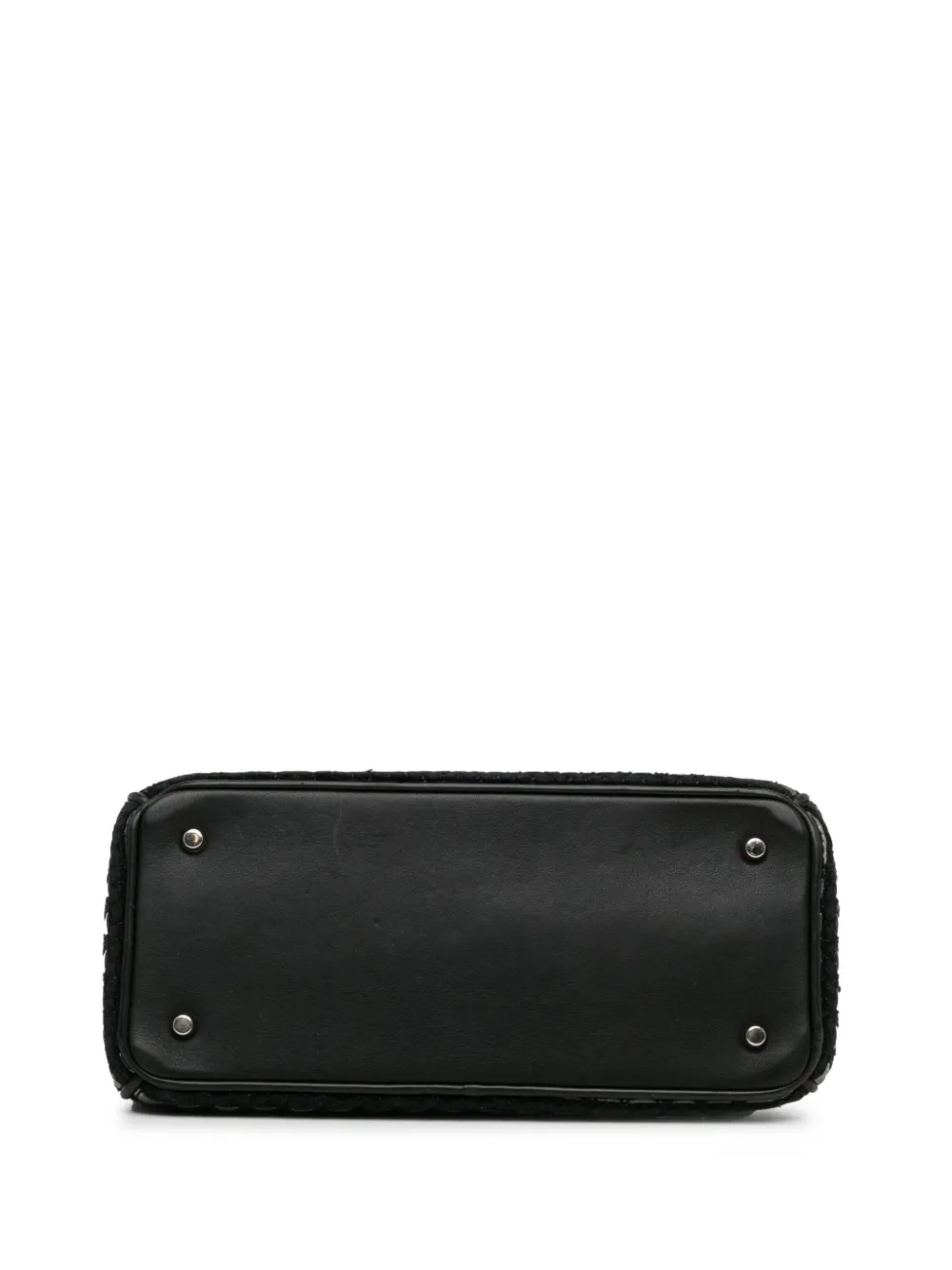 Pre-owned Dior 2015 Small Metallic Tweed Lady  Satchel In Black