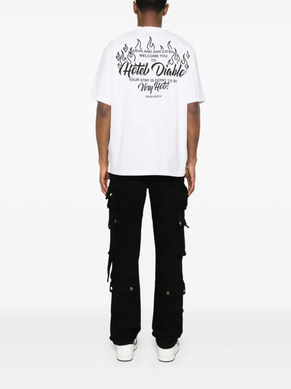 Tシャツ・カットソー DSQUARED2 Cotton t-shirt with frontal embossed logo Bianco DSQUARED2 logo-print Cotton T-shirt | White | FARFETCH PL