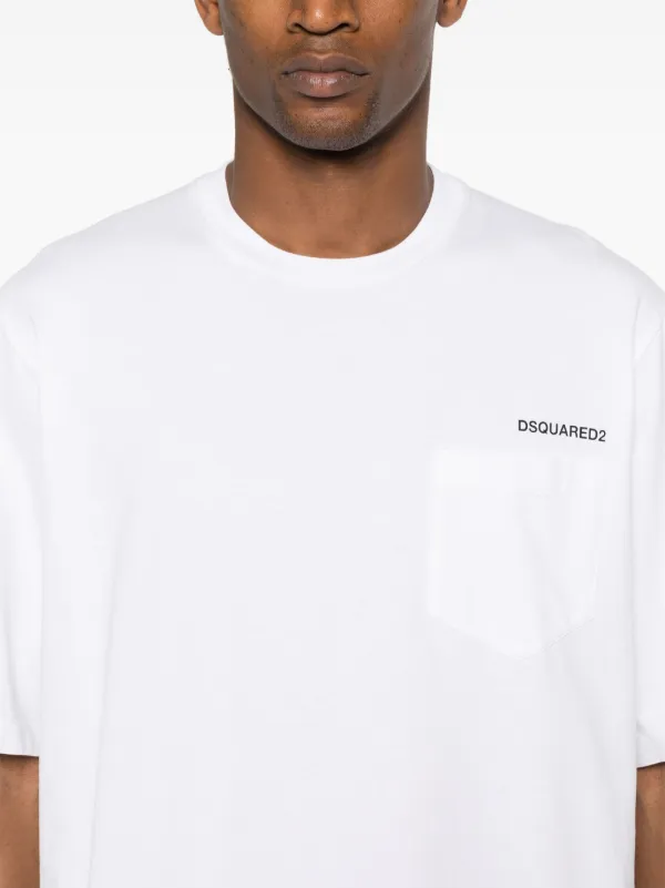 Tシャツ・カットソー DSQUARED2 Cotton t-shirt with frontal embossed logo Bianco DSQUARED2 logo-print Cotton T-shirt | White | FARFETCH PL