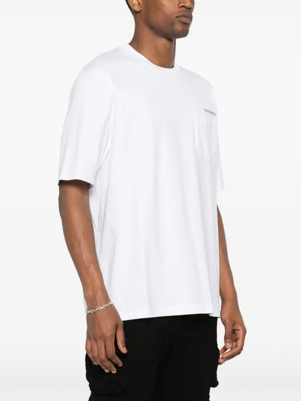 Tシャツ・カットソー DSQUARED2 Cotton t-shirt with frontal embossed logo Bianco DSQUARED2 logo-print Cotton T-shirt | White | FARFETCH PL