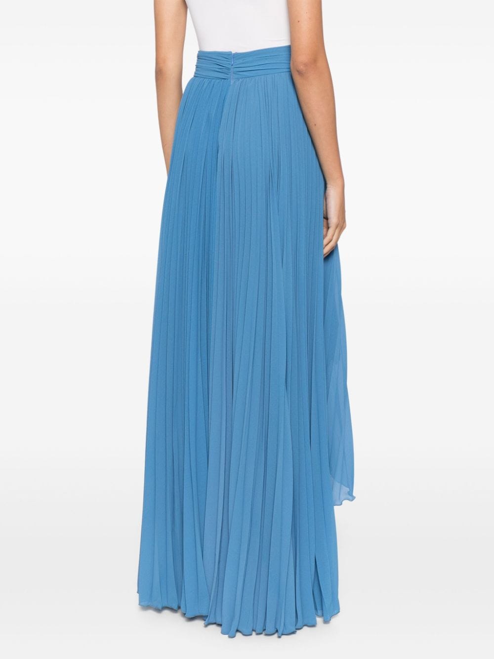 Shop Saiid Kobeisy High-low Pleated Skirt In Blue