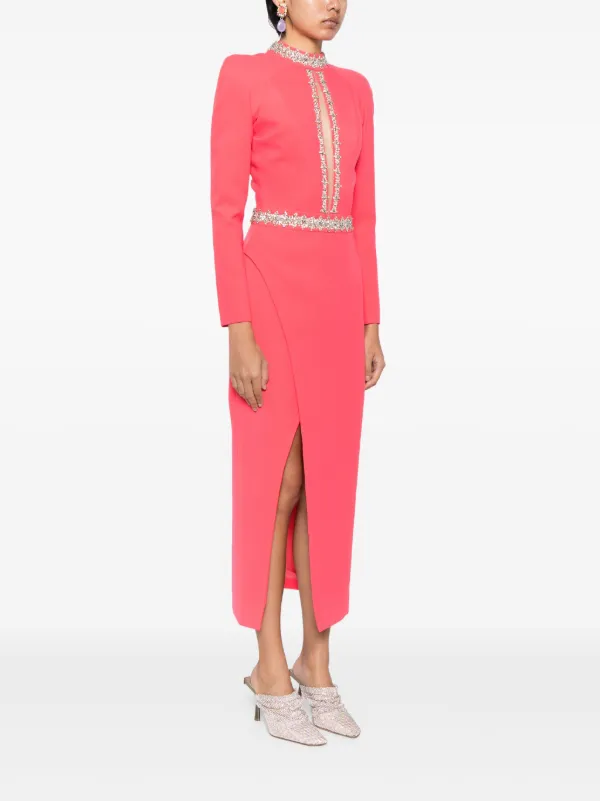 Saiid Kobeisy crystal-embellished Midi Dress Pink FARFETCH MY