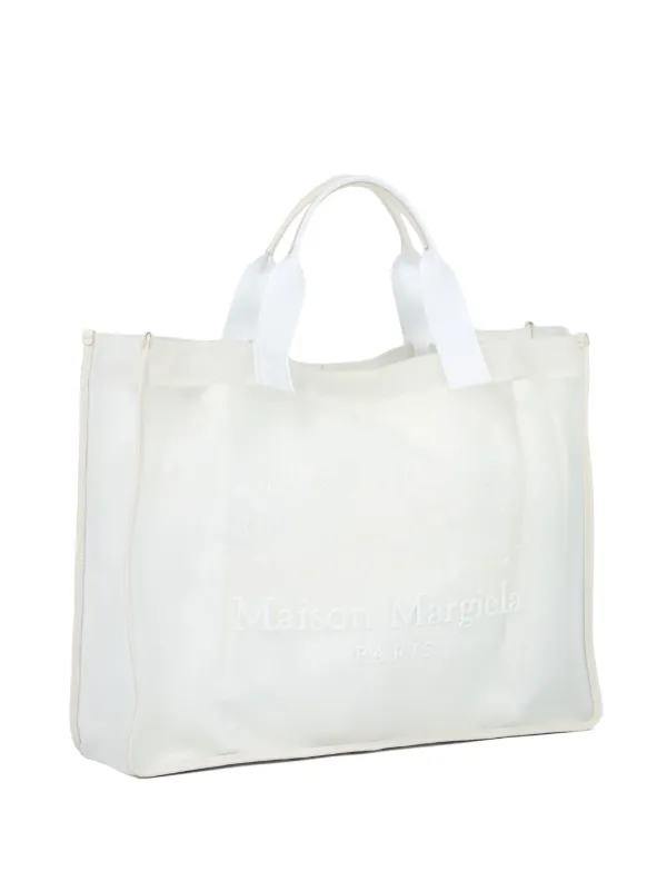 Maison Margiela Large logo-embroidered Tote Bag | White