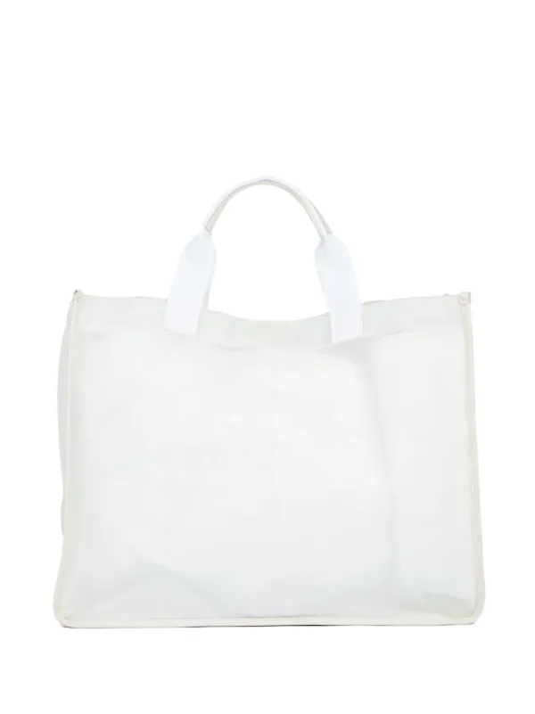 Maison Margiela Large logo-embroidered Tote Bag | White