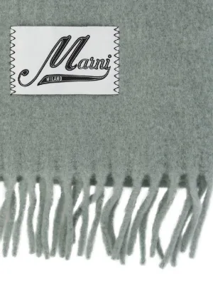 【関税込み】MARNI Scarf with logo Marni Mohair & Wool Maxi Logo Scarf - Neutral Grey | UP THERE