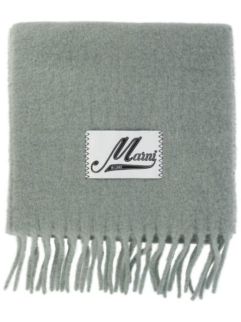 Marni logo-appliqué fringed scarf