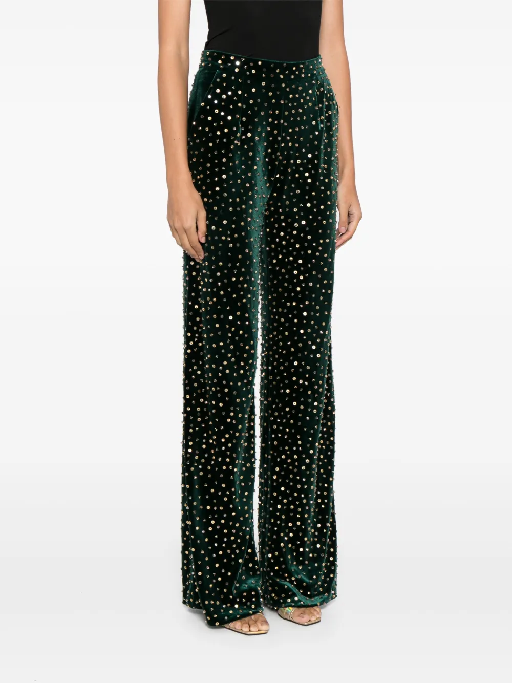 Saiid Kobeisy Beaded Tailored Trousers In Grün