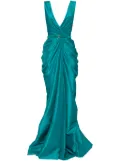 Saiid Kobeisy draped-detail belted taffeta dress - Green