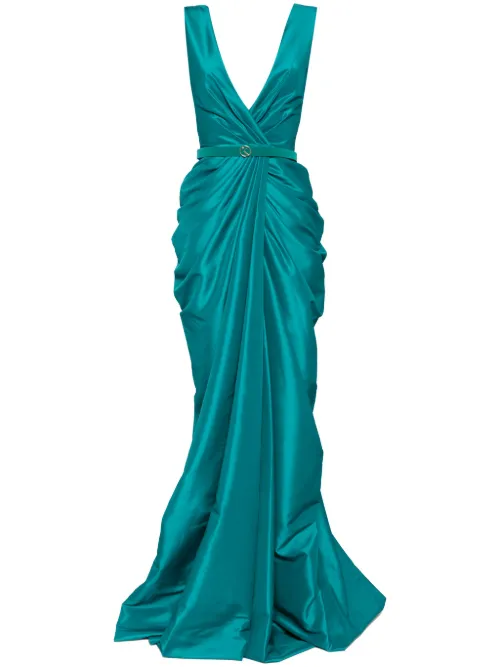Robe ceinturée à détail drapé - Saiid Kobeisy - Modalova