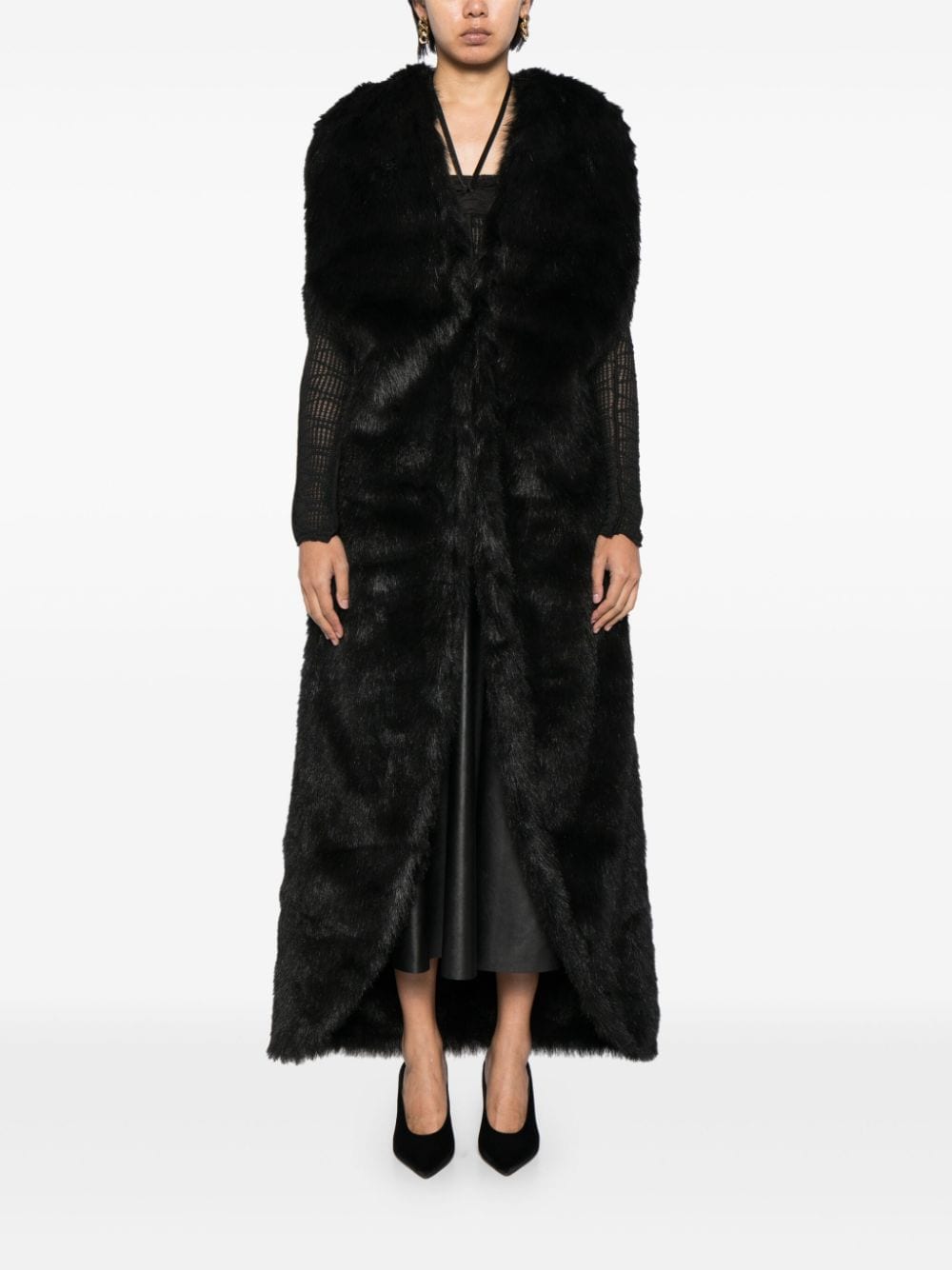 Shop Saiid Kobeisy Faux-fur Maxi Coat In Black