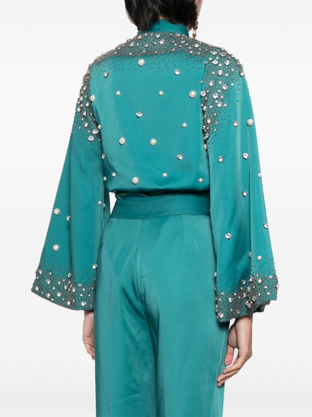 SAIID KOBEISY BEADED LONG-SLEEVE BODYSUIT 