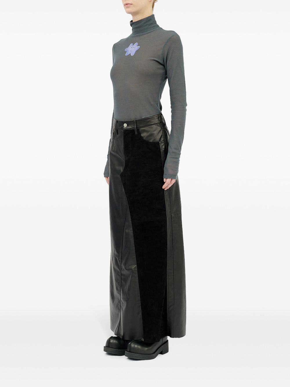 Affordable MM6 Maison Margiela 5-pockets panelled leather long skirt Women