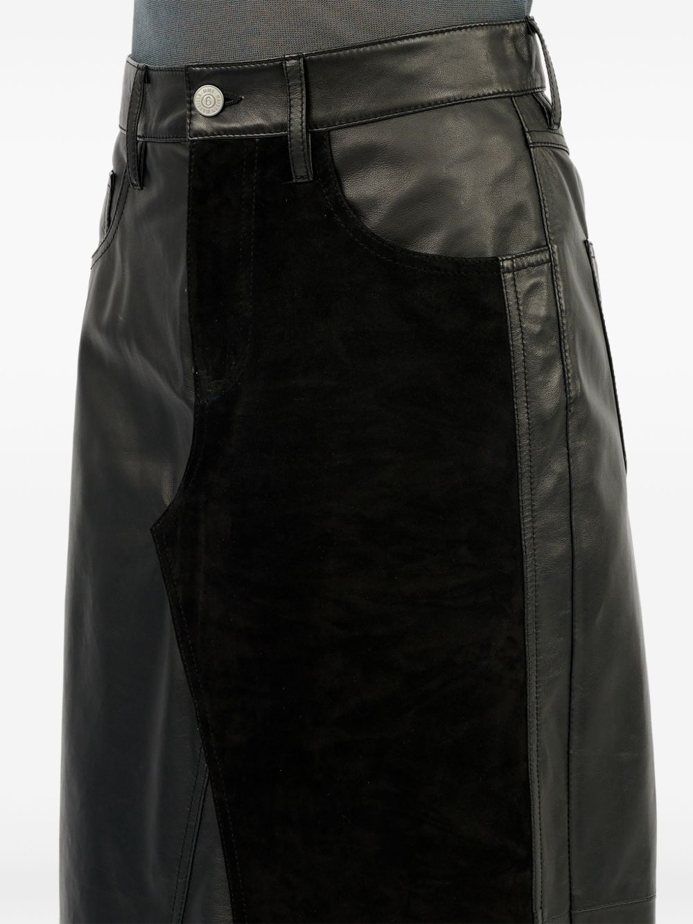 Affordable MM6 Maison Margiela 5-pockets panelled leather long skirt Women