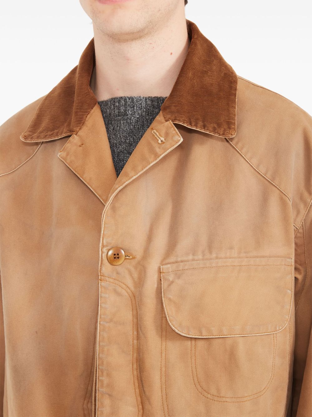 Maison Margiela corduroy-collar waxed cotton jacket Men