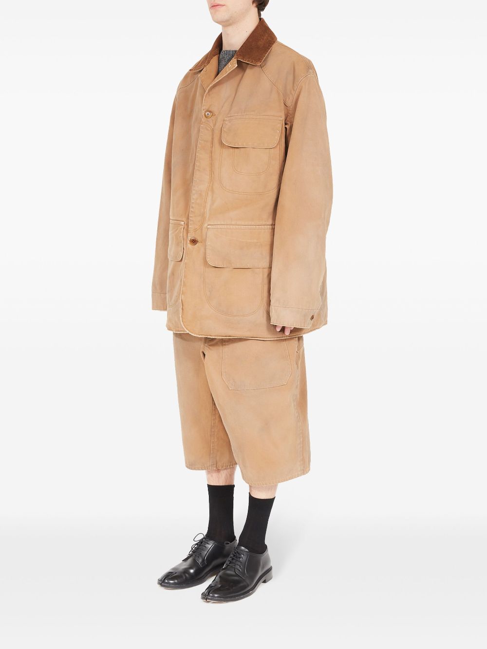 Maison Margiela corduroy-collar waxed cotton jacket Men