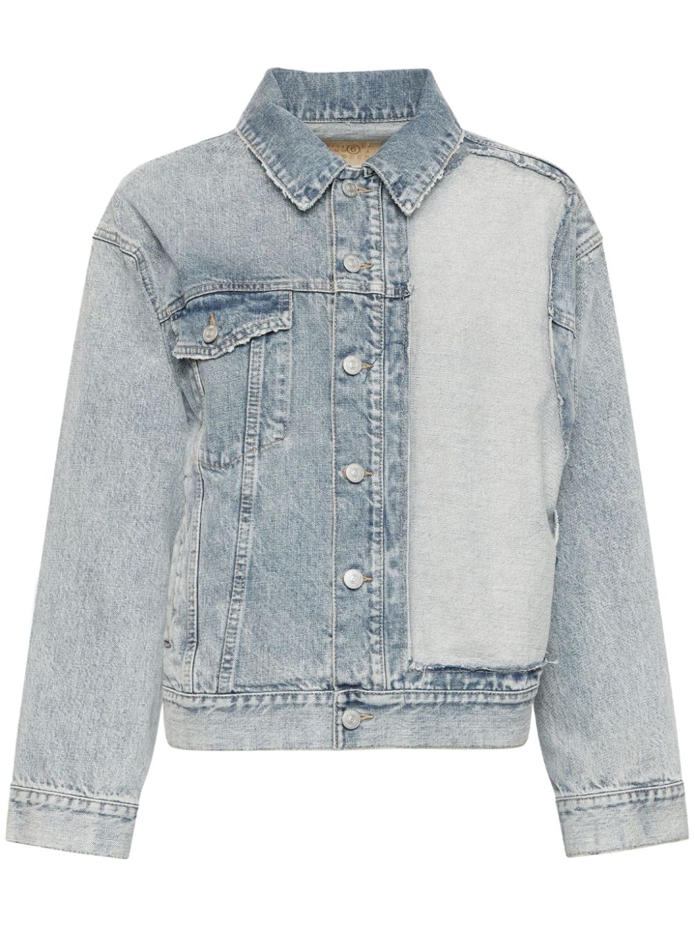 Shop Mm6 Maison Margiela Distressed-effect Denim Jacket In Blue