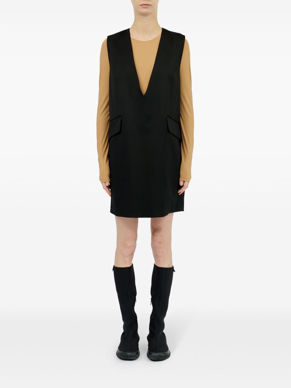 MM6 Maison Margiela Mini-jurk met watervalhals - Zwart