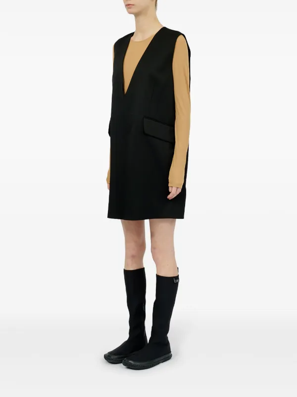 MM6 Maison Margiela Plunging v-neck Mini Dress | Black