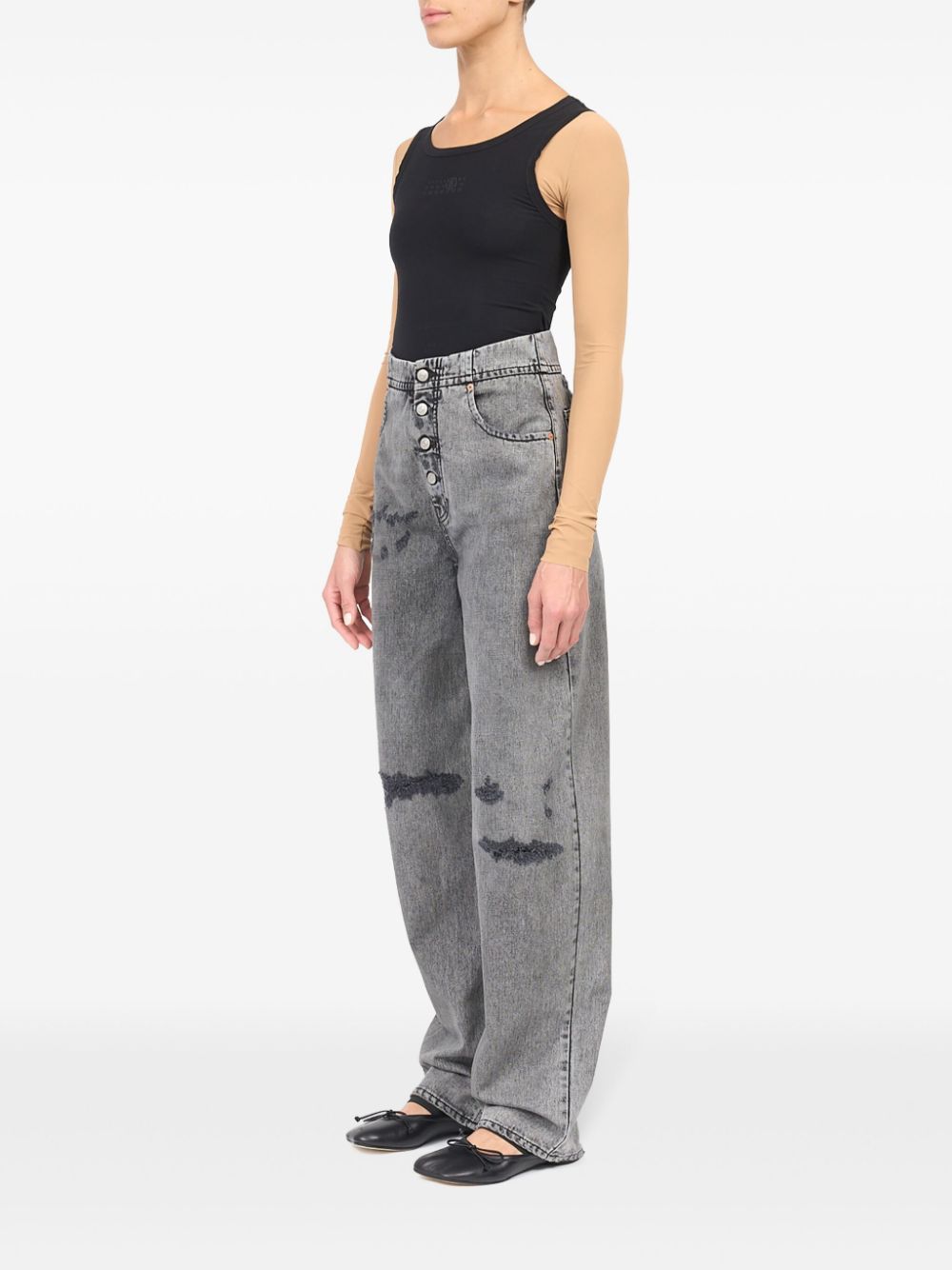 MM6 Maison Margiela distressed wide-leg jeans Women