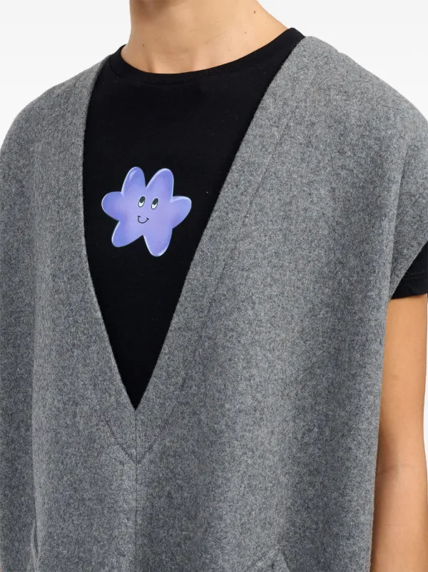 MM6 Maison Margiela mélange-effect Felted Vest | Grey | FARFETCH