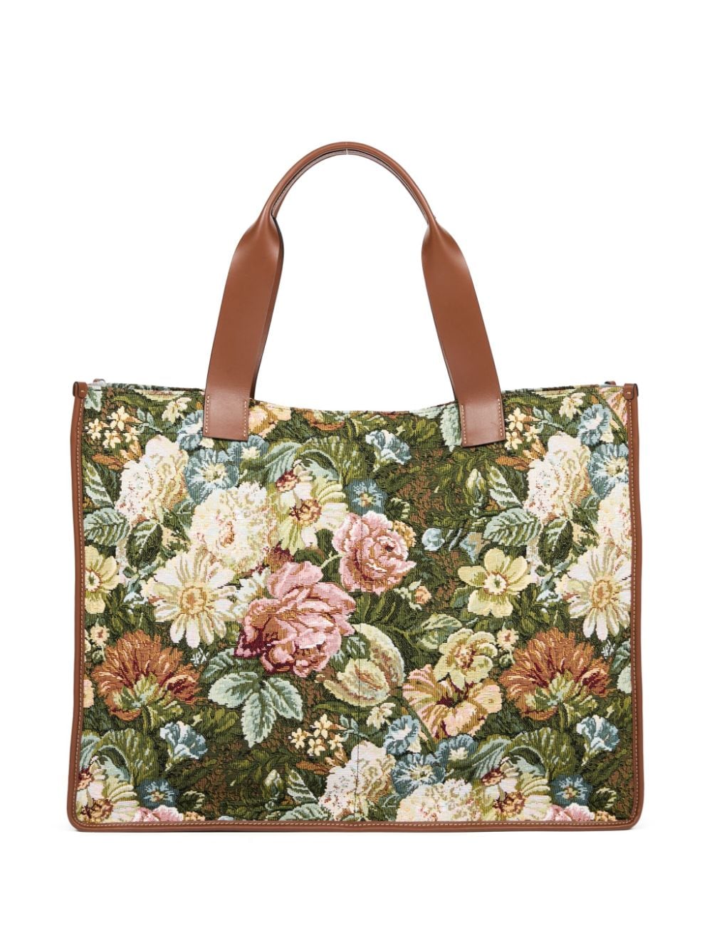 Shop Maison Margiela Large Floral-print Tote Bag In 绿色