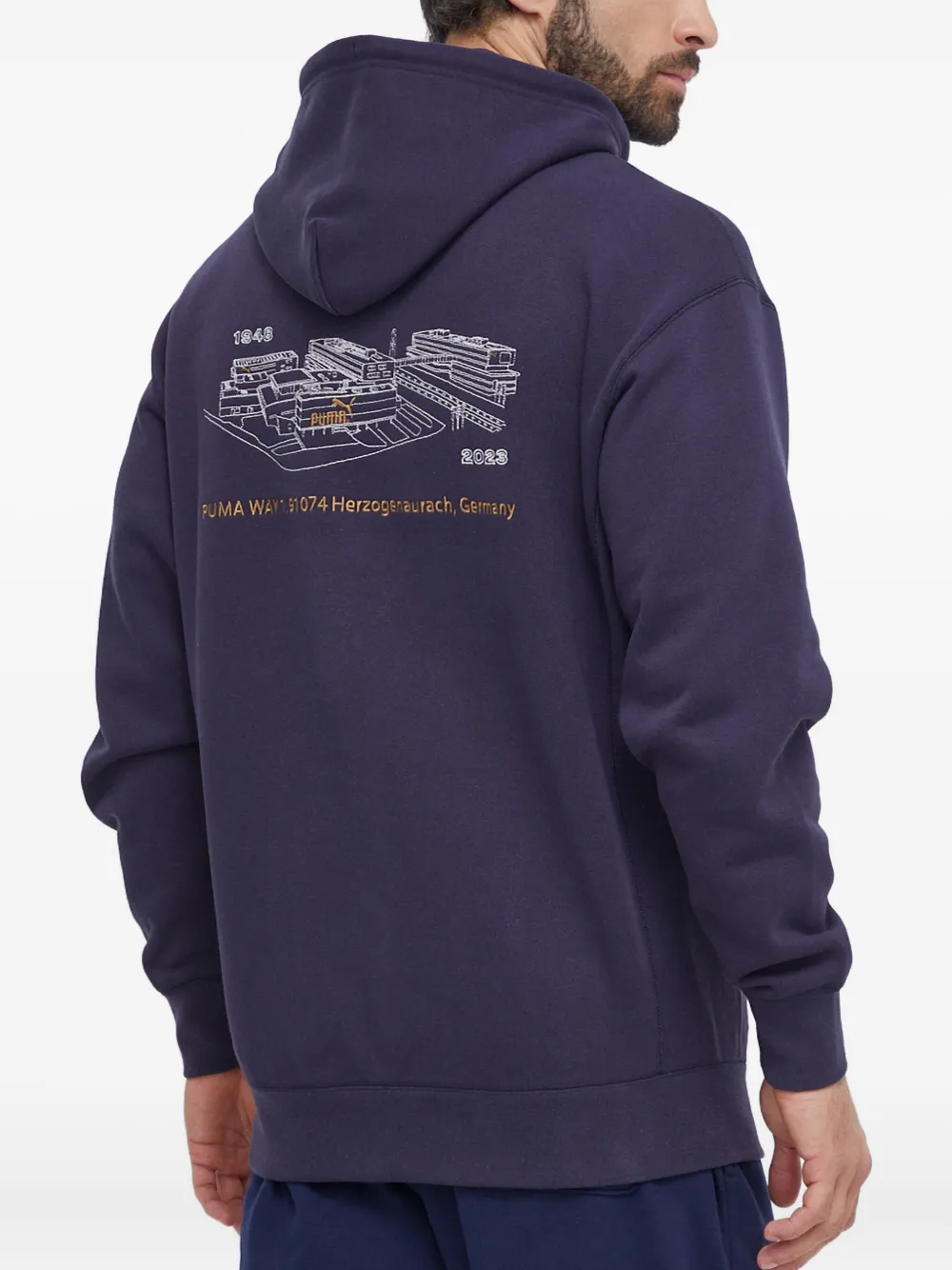PUMA Hoodie met geborduurd logo en grafische print Blauw