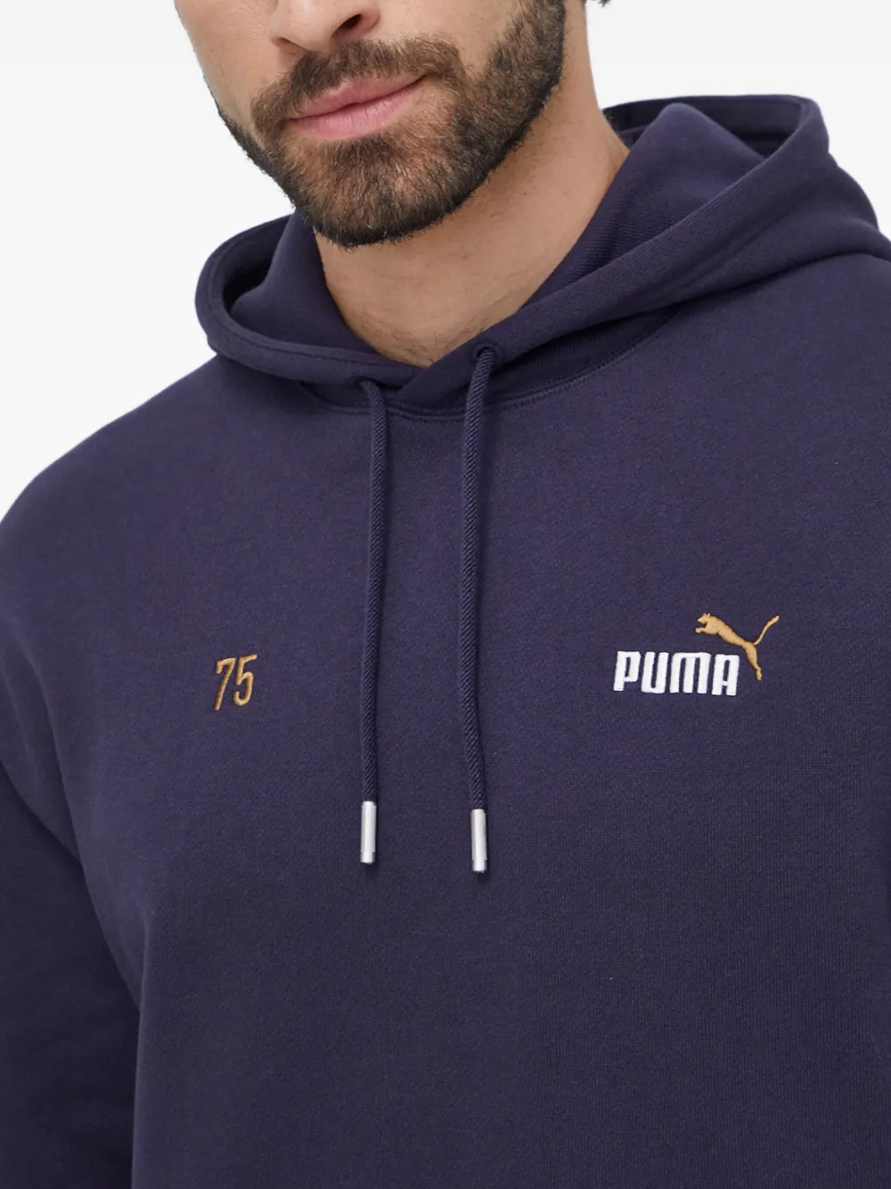 PUMA Hoodie met geborduurd logo en grafische print Blauw