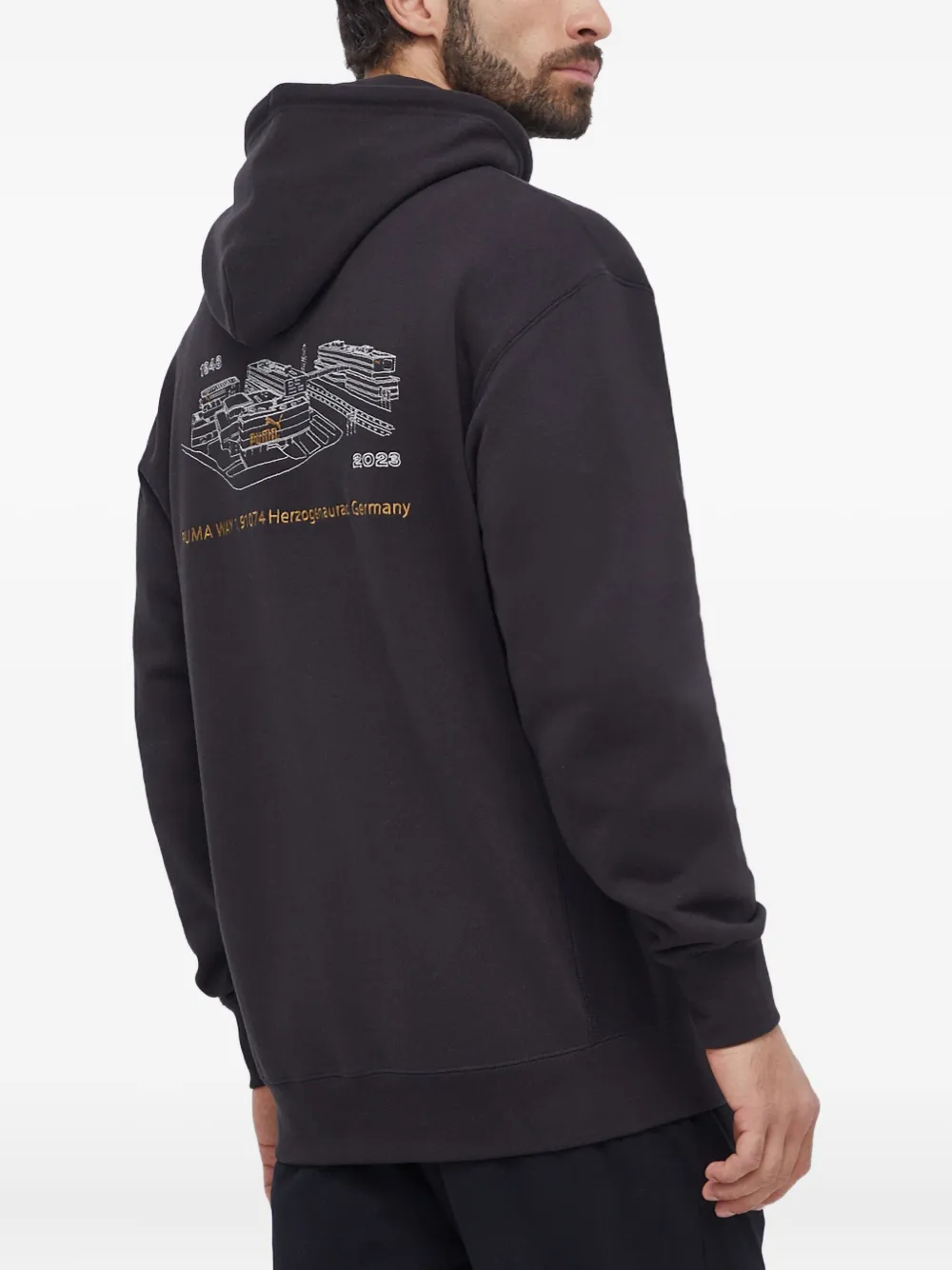 PUMA Hoodie met geborduurd logo en grafische print Zwart