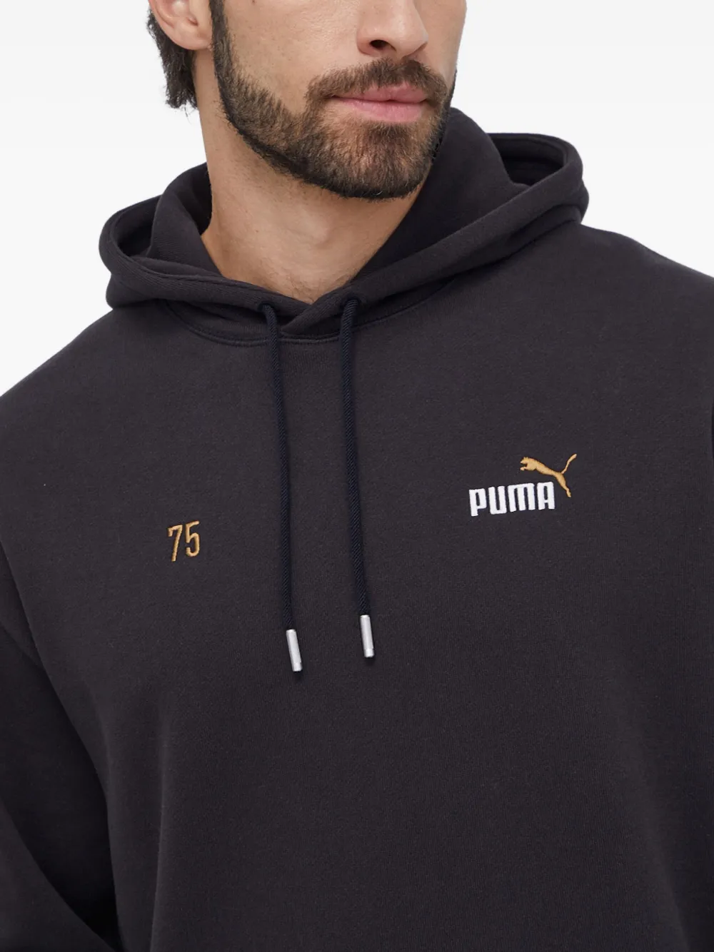PUMA Hoodie met geborduurd logo en grafische print Zwart