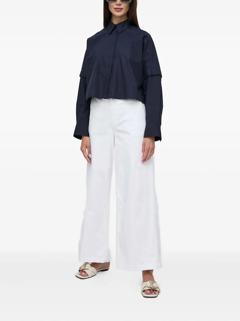 IVY OAK double-layer cropped shirt - Blauw