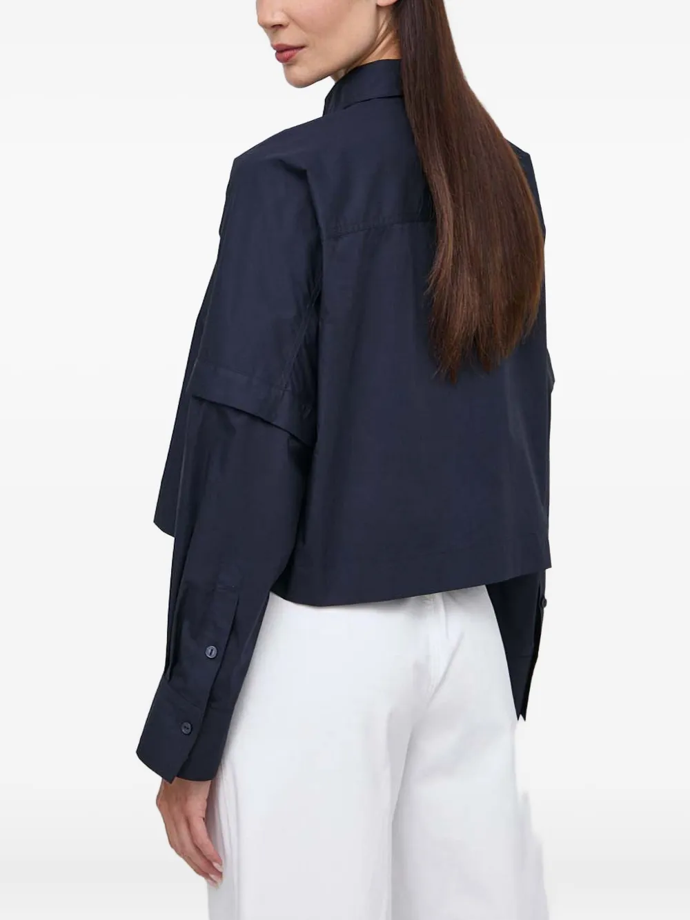 Ivy & Oak Double-layer Cropped Shirt In Blue