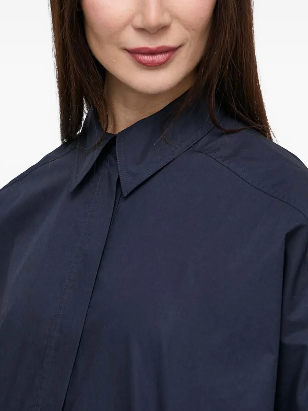 Ivy & Oak Double-layer Cropped Shirt In Blue
