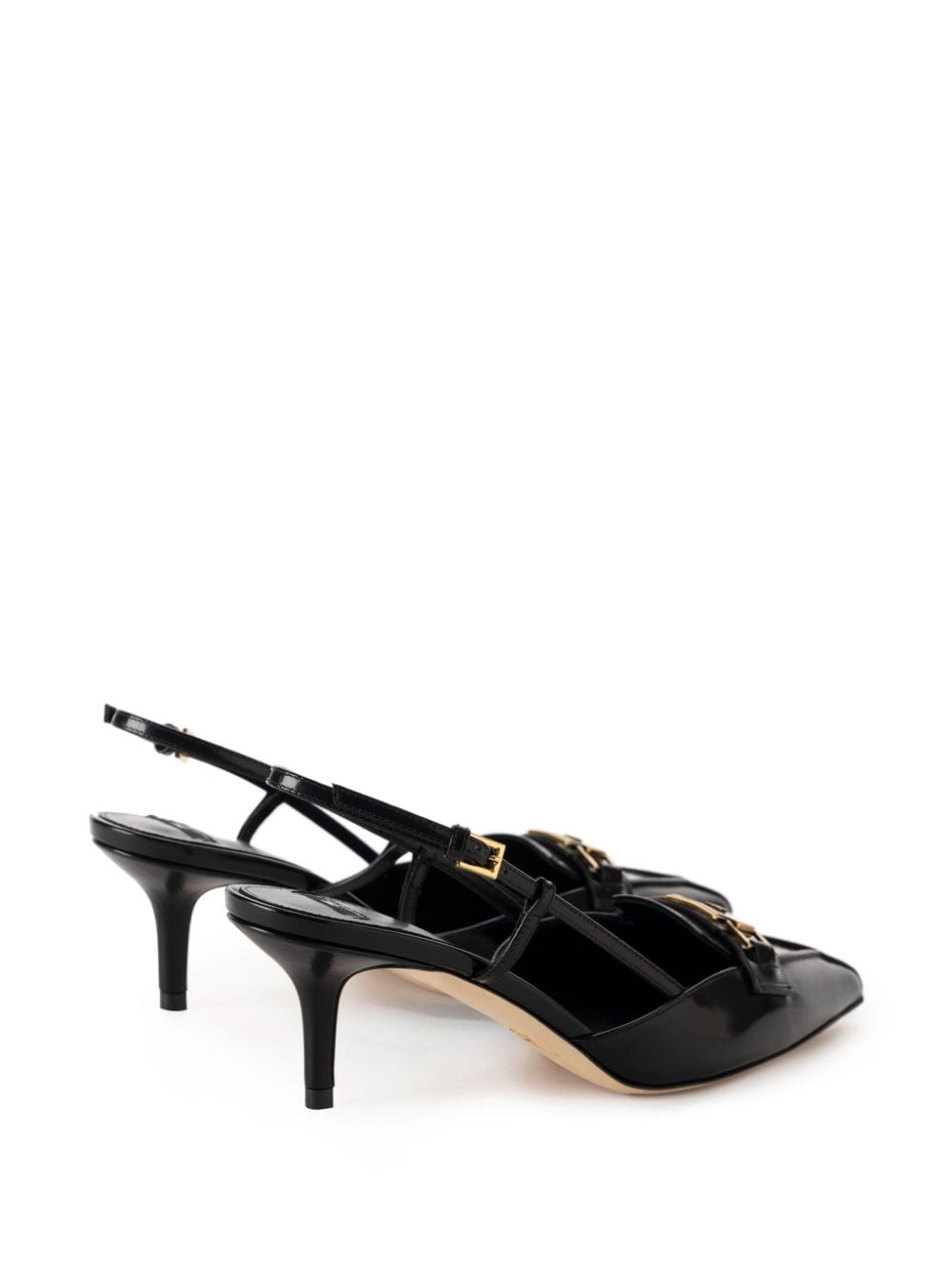 Shop Elisabetta Franchi Horsebit Leather Slingback Pumps In Black