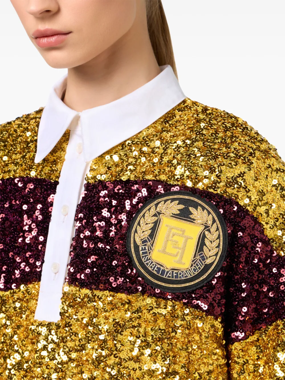 Shop Elisabetta Franchi Sequin-embellished Mini Dress In Gelb
