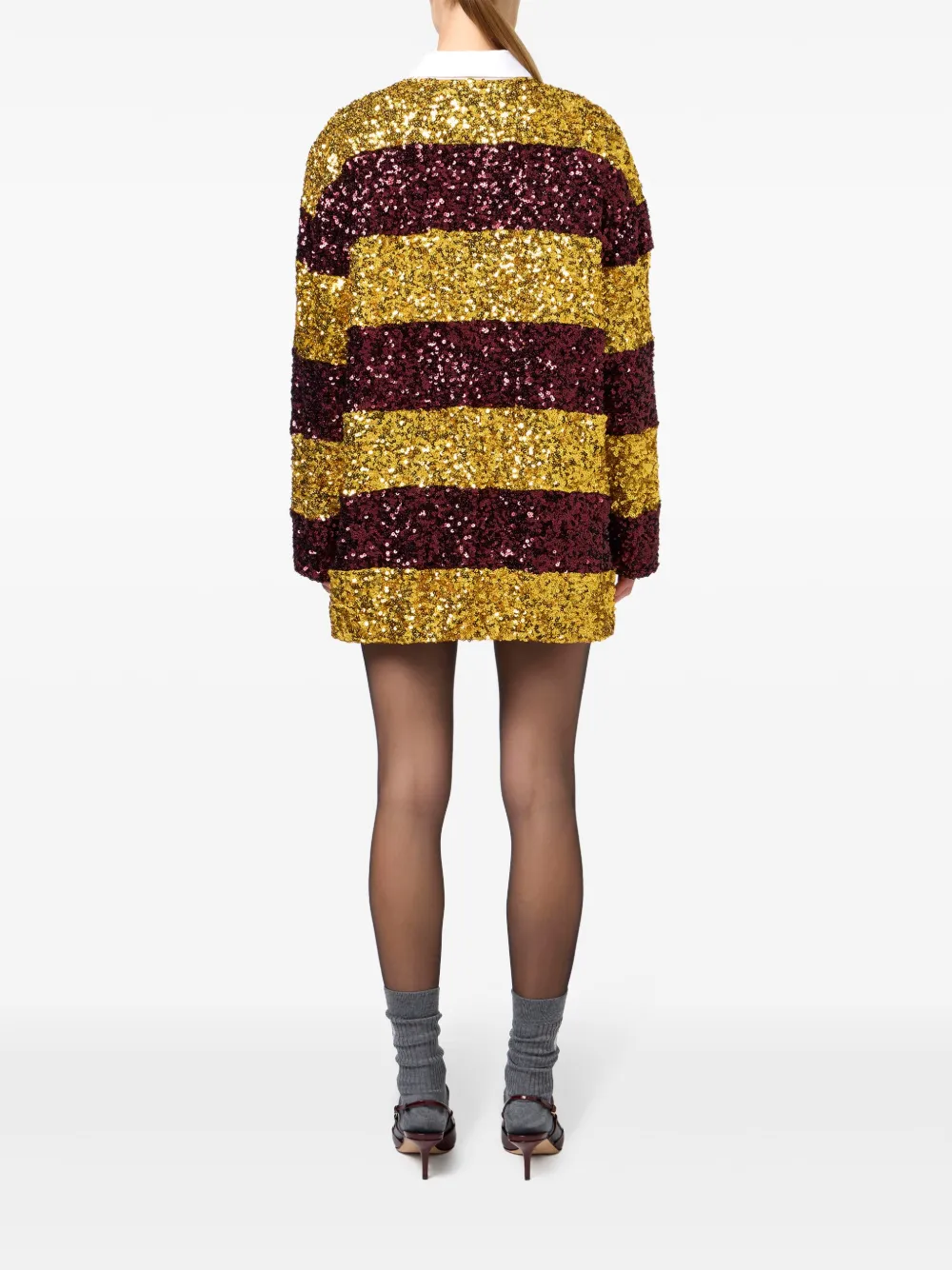 Shop Elisabetta Franchi Sequin-embellished Mini Dress In Gelb