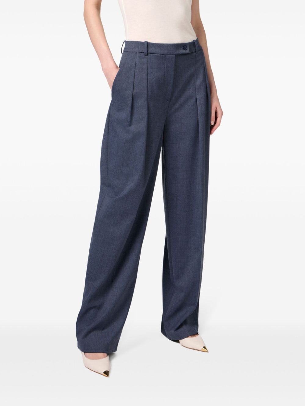 Shop Elisabetta Franchi Dart-detailing Straight Trousers In Blue