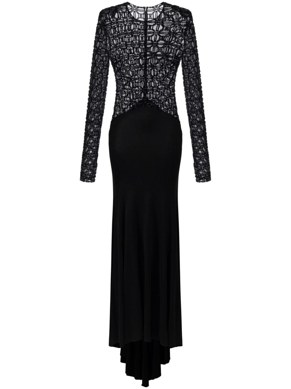 Shop Elisabetta Franchi Embroidered Tulle Dress In Black