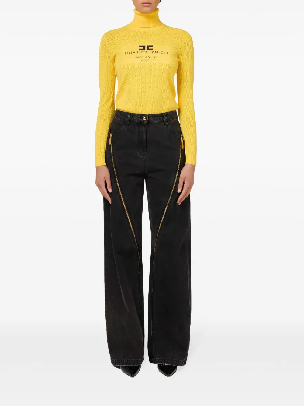 Elisabetta Franchi Coltrui met logoprint - Geel