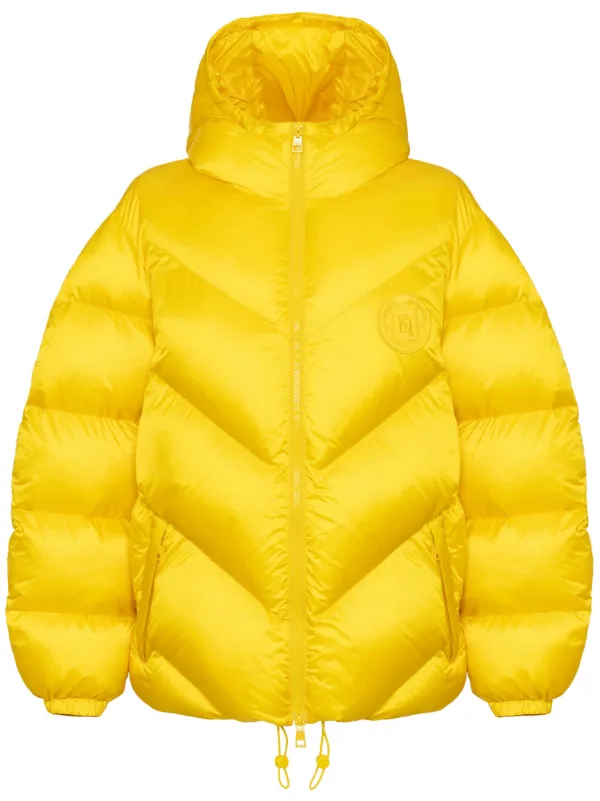 Shiny yellow puffer jacket on sale