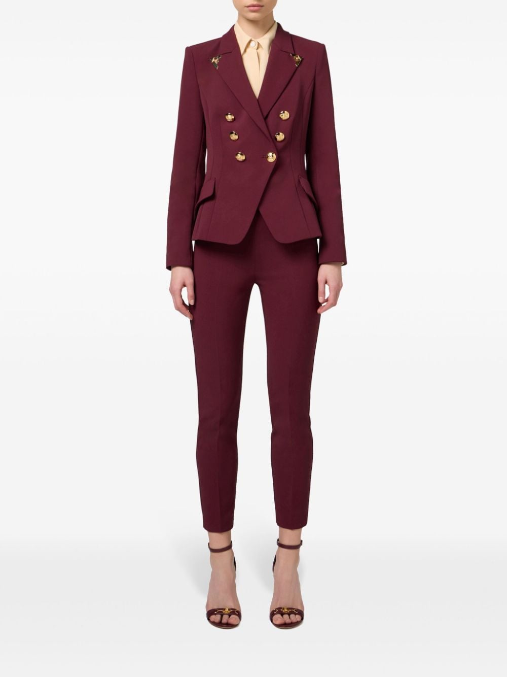 Elisabetta Franchi Crêpe blazer met dubbele rij knopen - Rood