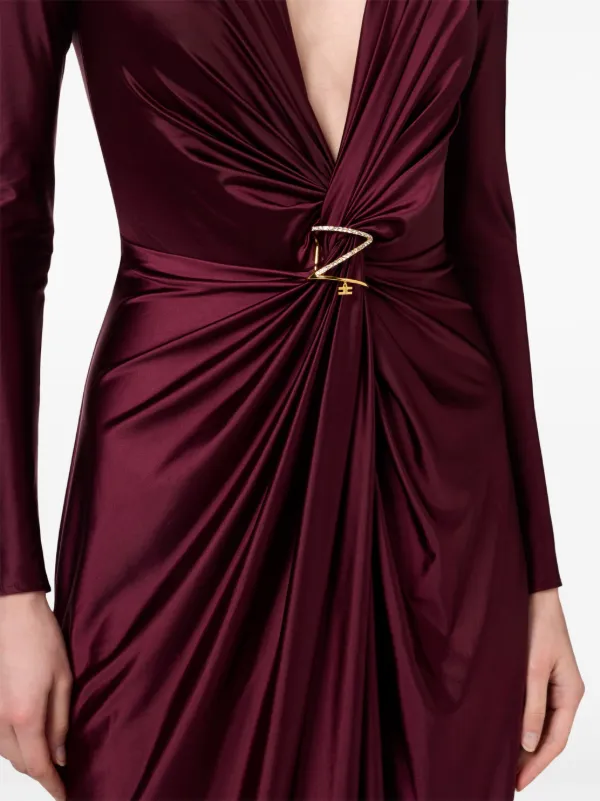【23AW】ELISABETTA FRANCHI / フリンジ付き ローブマント / 2色 Elisabetta Franchi knot-detail Gown | Red | FARFETCH JO