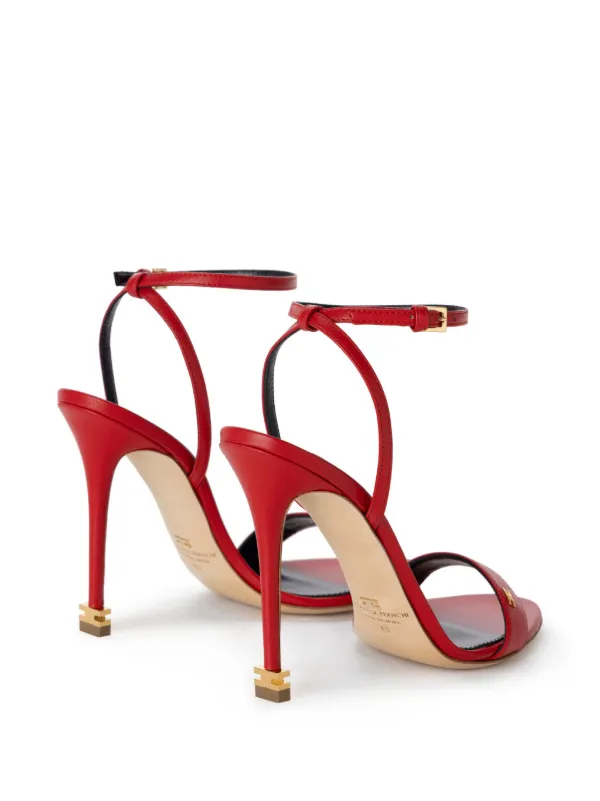 エリザベッタ フランキ サンダル ナッパレザー ラフィア ロゴ Elisabetta Franchi Étoile 105mm ナッパレザー サンダル