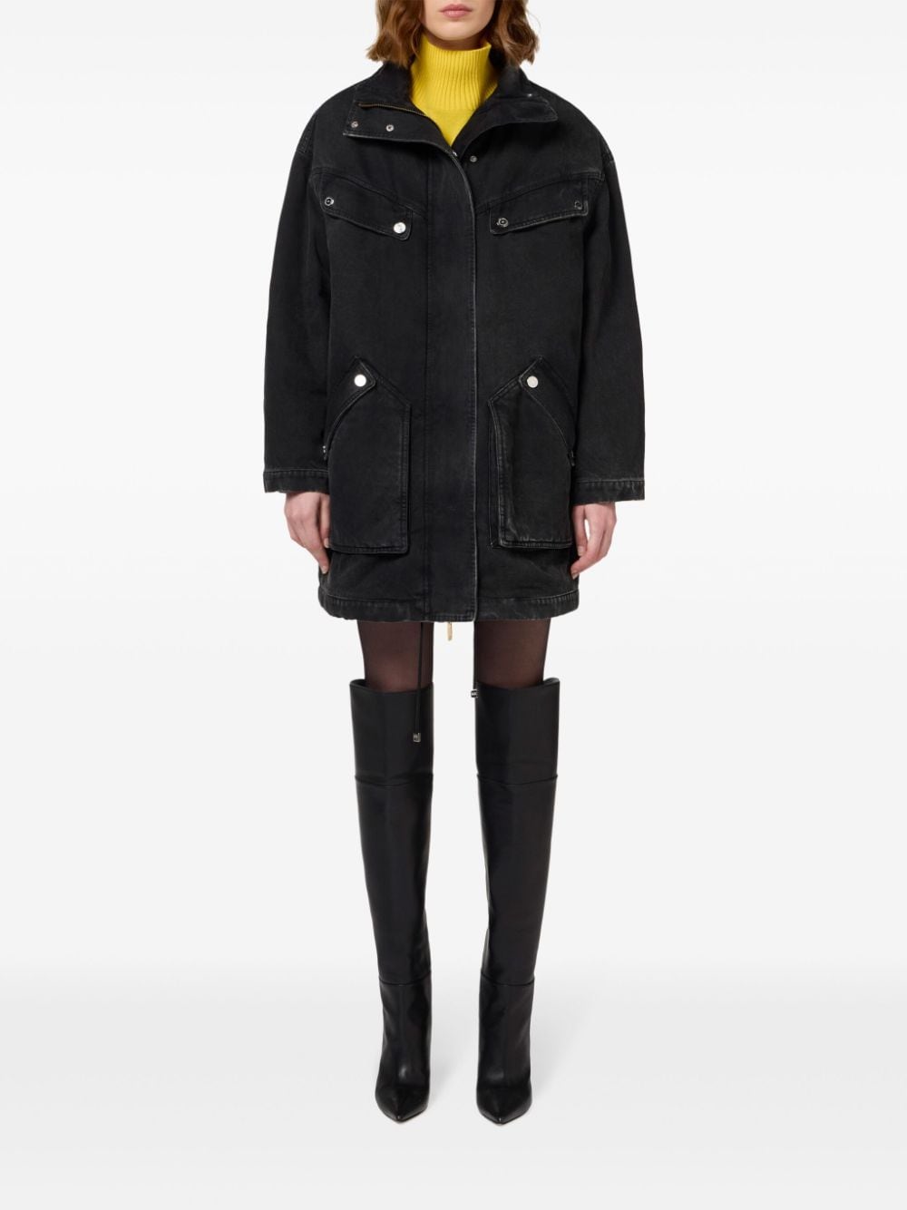 Elisabetta Franchi Denim parka - Zwart