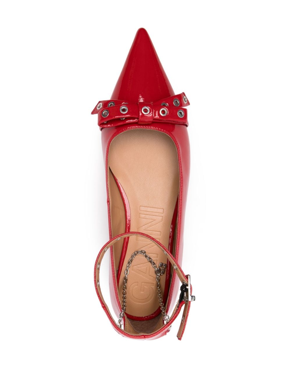 Shop Ganni Bow-detail Ballet Flats In Red