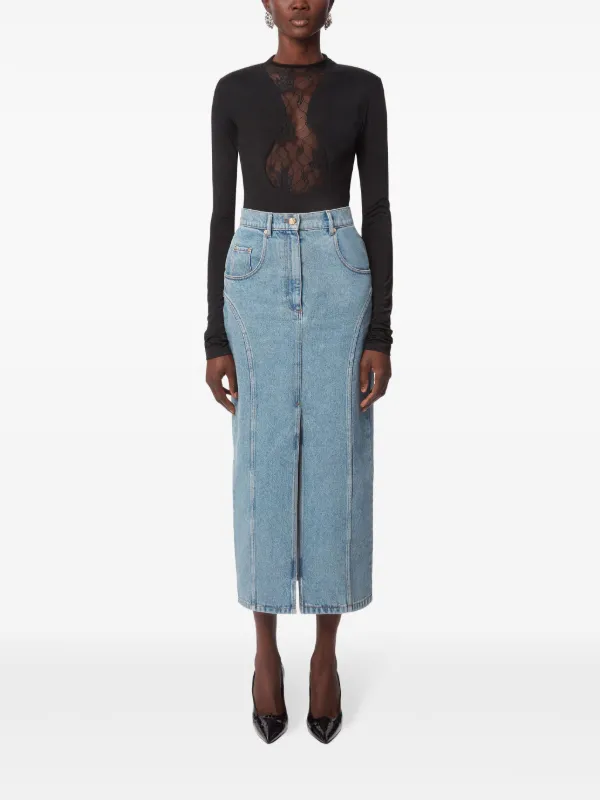 スカート NINA RICCI LONG DENIM SKIRT WITH SLIT Nina Ricci Long Denim Skirt | Blue | FARFETCH