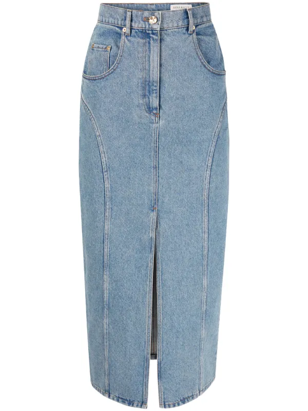 スカート NINA RICCI LONG DENIM SKIRT WITH SLIT Nina Ricci Long Denim Skirt | Blue | FARFETCH