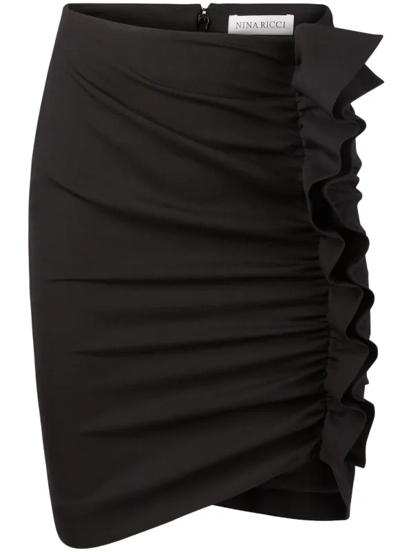 Nina Ricci Draped Ruffle Skirt in Black