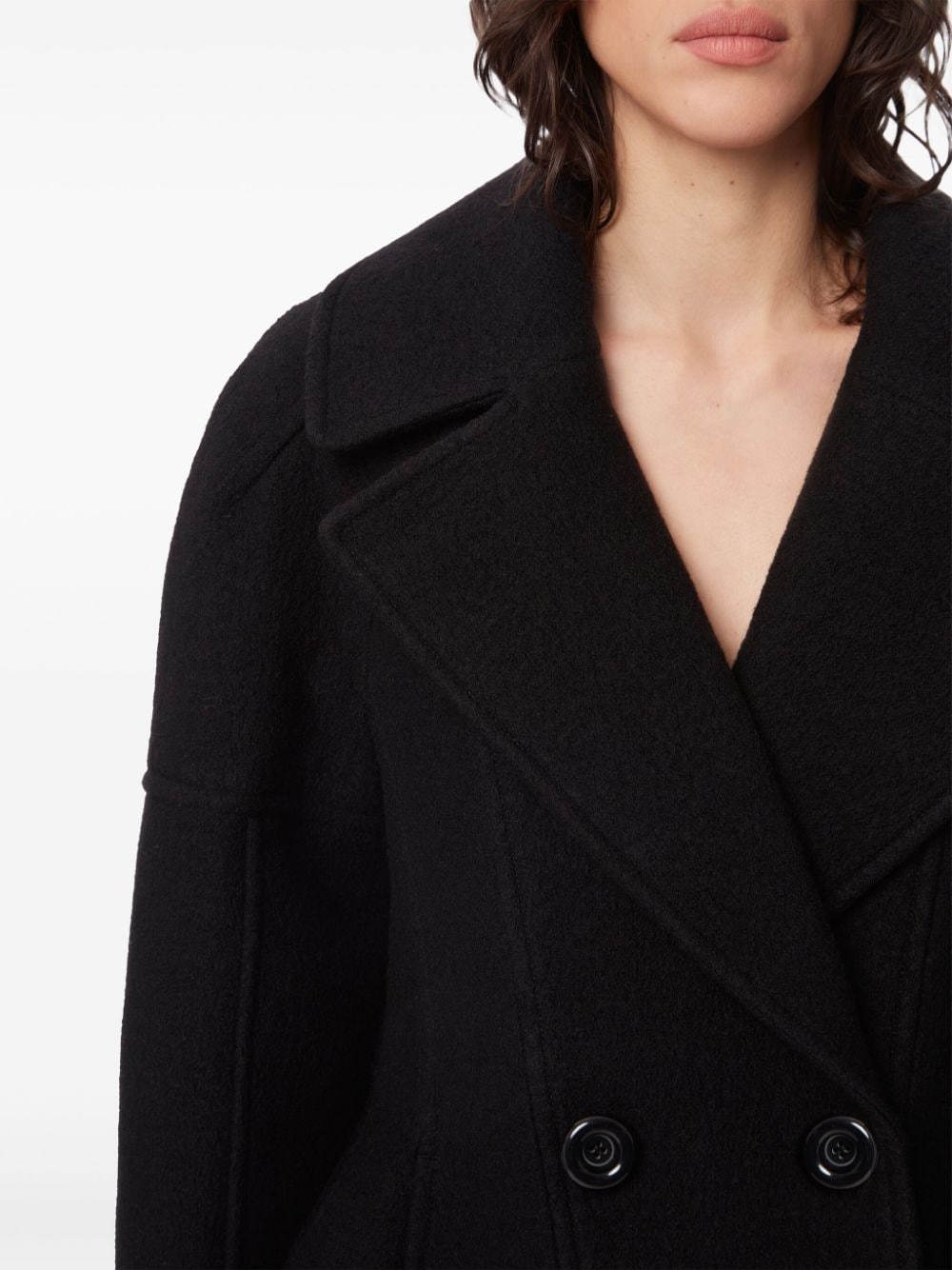 Shop Nina Ricci Double-breasted Flared Coat In Black