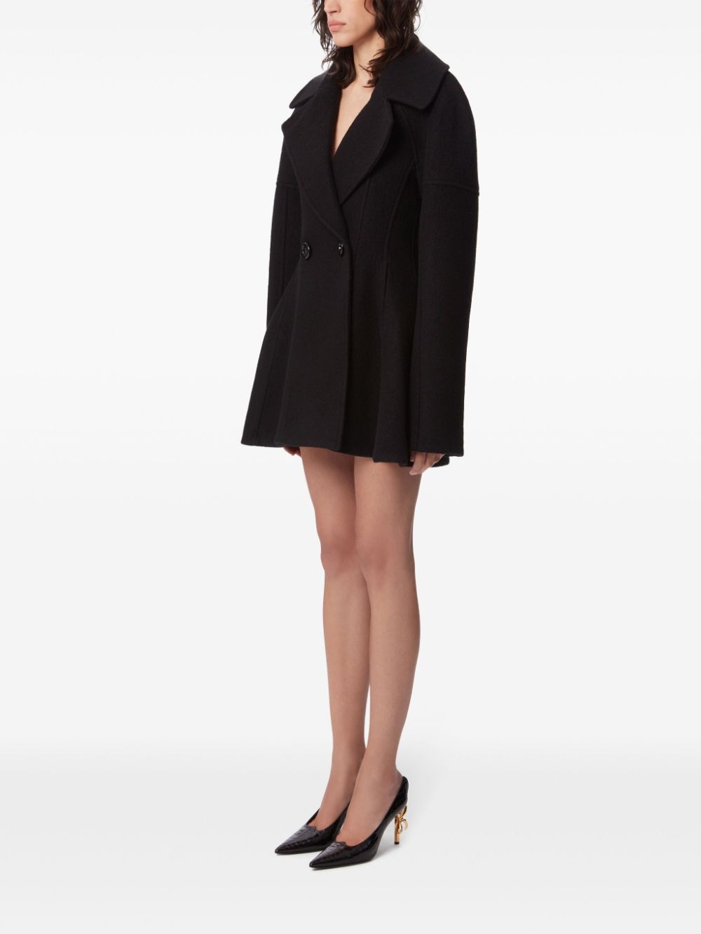 Shop Nina Ricci Double-breasted Flared Coat In Black